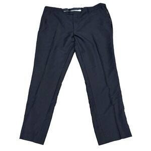 The Savile Row Mens Haig Dress Pants Black Business Slacks Flex Waistband 42x32